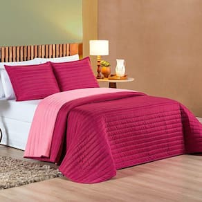 Kit Cobre Leito Belga Casal King 03 Peças Micropercal 200 Fios Dupla Face - Pink Com Rosa