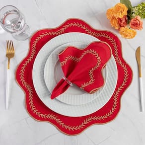 Jogo De Guardanapos Sousplat Americano 12 Peças Bordado Decorativo - Paris Detalhe Dourado Vermelho