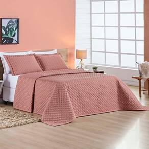Kit Cobre Leito Espanha Casal Padrão 03 Peças Micropercal 200 Fios Matelado White Line - Rosê