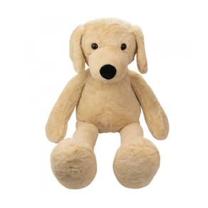 Cachorro De Pelúcia Bege Sentado Fazenda 40 Cm