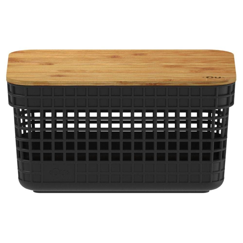 Cesto Organizador Grid 2,5 Litros com Tampa de Bambu Preto OU