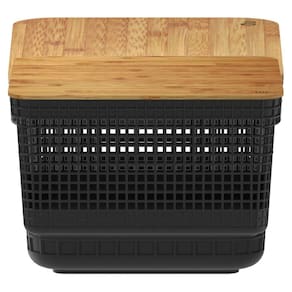 Cesto Organizador Grid 8,0 Litros com Tampa de Bambu Preto OU