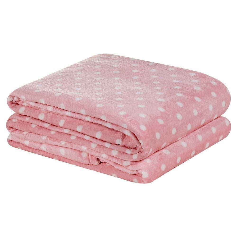 Cobertor Celine Casal Queen Manta Flannel Mantinha Bolinhas - Rosa