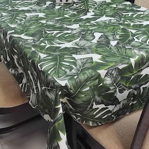 Toalha De Mesa Térmica Impermeável 1,50M X 4,00M Para Mesa 10 A 12 Cadeiras - Verde Floral