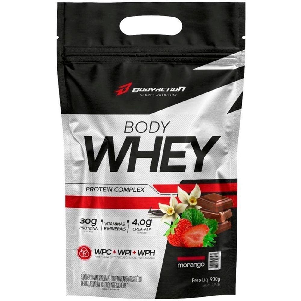 Body Whey - 900G - Morango - Bodyaction Morango 900G