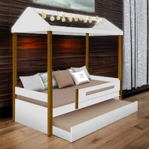 Cama Casa Solt. Lara Branco/mel C/ Aux, Led E 02 Colchões