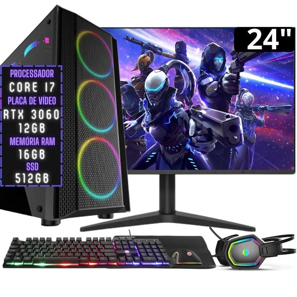 Cpu Gamer Completo Core I7 16gb Ssd 960gb Vga 2gb Monitor 19