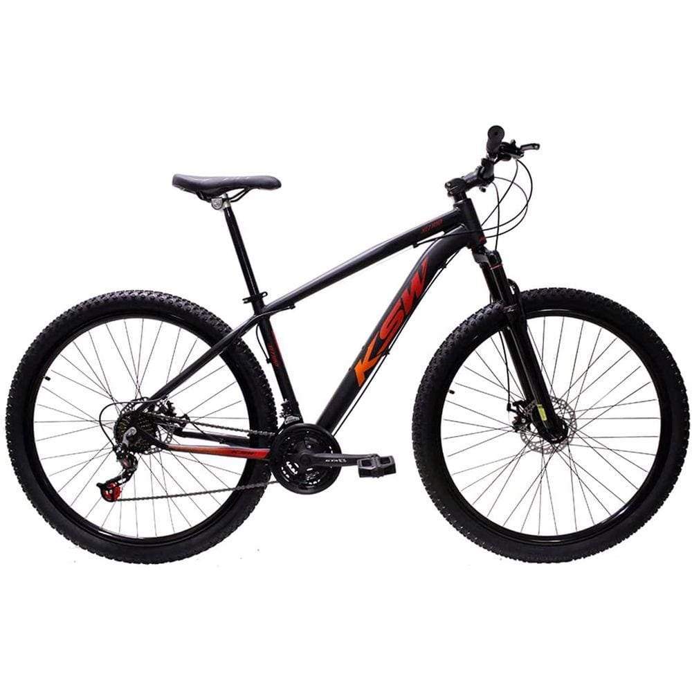 Bicicleta Aro 29 Ksw Xlt 24v Freio A Disco Suspensão Mountain Bike Alumínio - Preto\Vermelho\Laranja