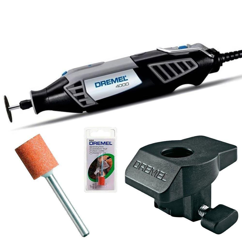 Retífica DREMEL 4000 com Guia Desbaste A576 e Ponta 932