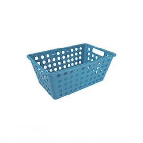 Cesta Grande Organizadora 4,7 L Retangular Plástico Cor Azul Atlantic Linha Flora Ocean Coza