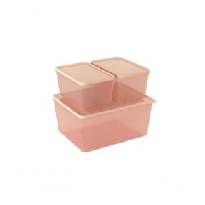Conjunto De Potes Coza Basic 3 Peças 20,3 X 15,8 X 9,8 Cm Rosa Blush