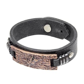 Pulseira de Couro Preta Montaria em Touro Paul Western 29740