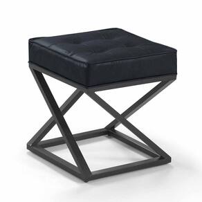 Puff Cubo Metálico Torcido Cor Courino Preto