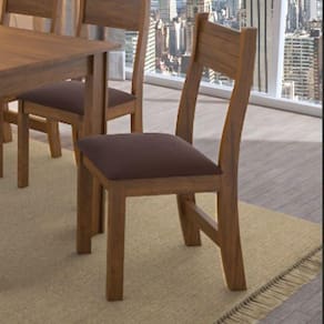 Conjunto 2 Cadeiras Para Sala de Jantar Viero Brisa/Biah Imbuia Tecido Cafe