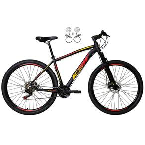 Bicicleta Aro 29 Ksw Xlt 24v Freios Hidráulicos Garfo Suspensão Mtb - Preto\Vermelho\Amarelo