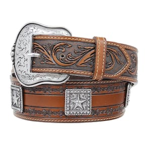 Cinto Marrom de Couro com Apliques Cow Way 29372