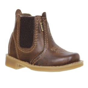 Botina de Couro Infantil Bico Quadrado Marrom F1000 29056