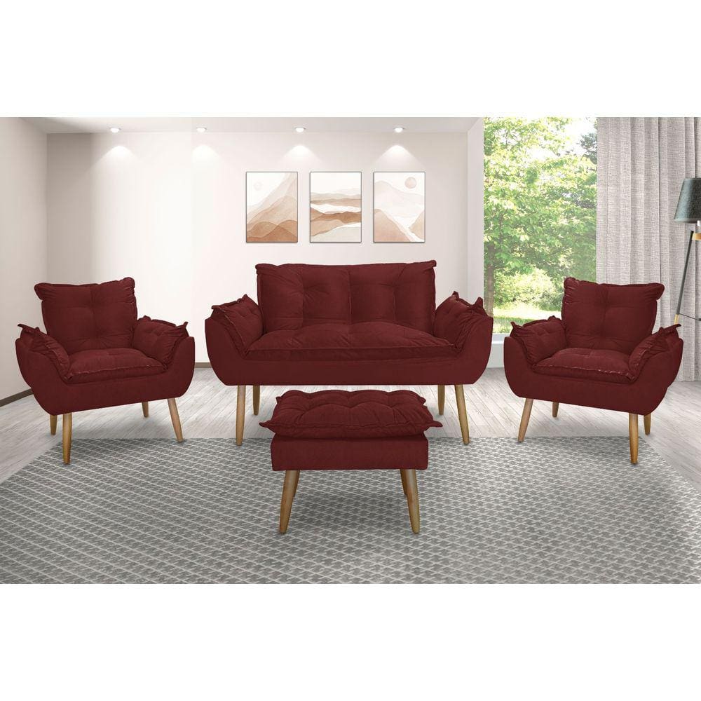 Conjunto Sofa Namoradeira Opala Sala Estar Recepcao 2 Poltrona Cadeira Opala Casas Bahia