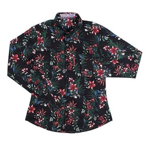 Camisa Manga Longa Feminina Preta Estampa Floral Rodeo Western 26349