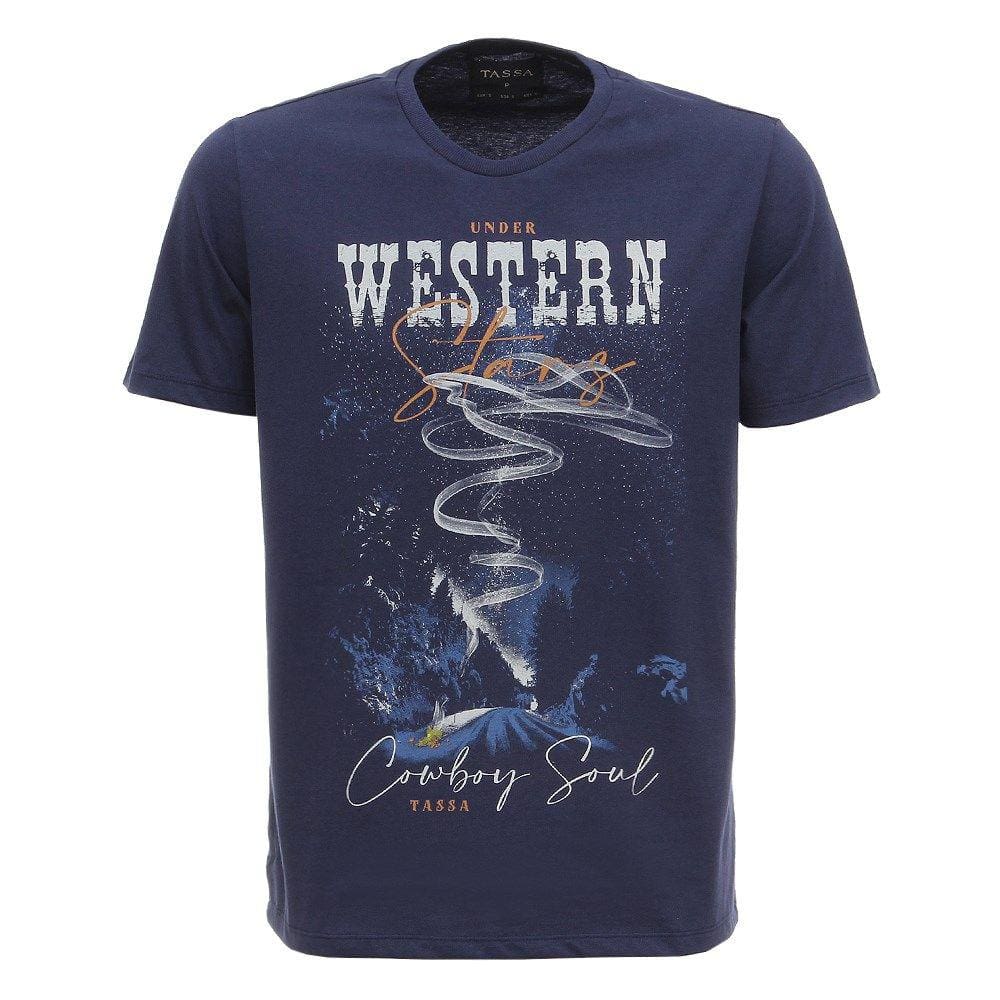 Camiseta Masculina Azul Estampada Tassa 28160
