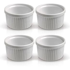 Kit 4 Ramekin Cerâmica Branco 50ml Molheira Potinho