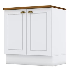 Balcão 2 Portas 80cm Americana Branco com Tampo Cooktop Nature - Móveis Henn