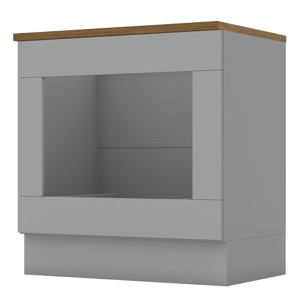 Balcão Forno de Embutir 80cm Americana Cinza com Tampo Cooktop Nature - Móveis Henn