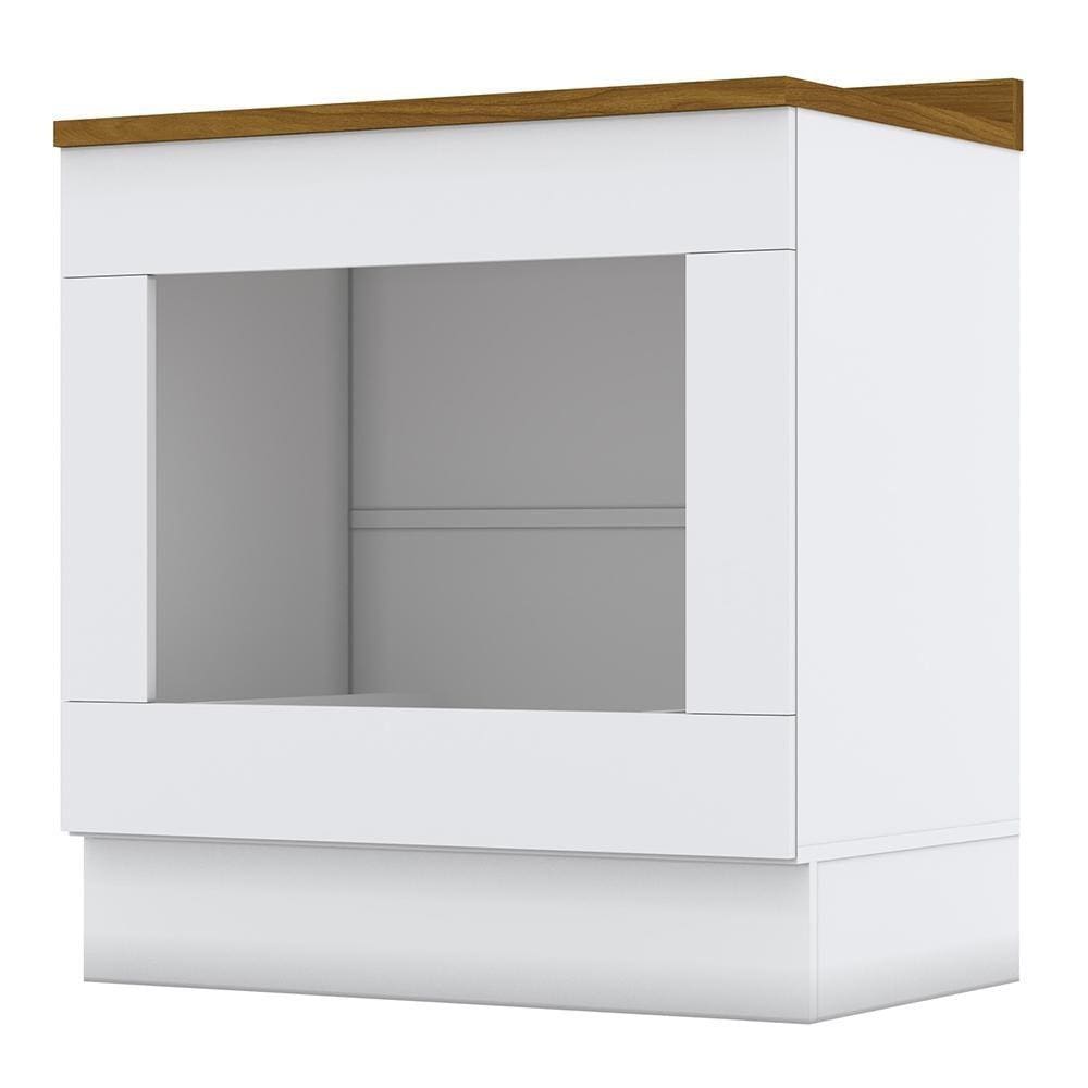 Balcão Forno de Embutir 80cm Americana Branco com Tampo Nature - Móveis Henn