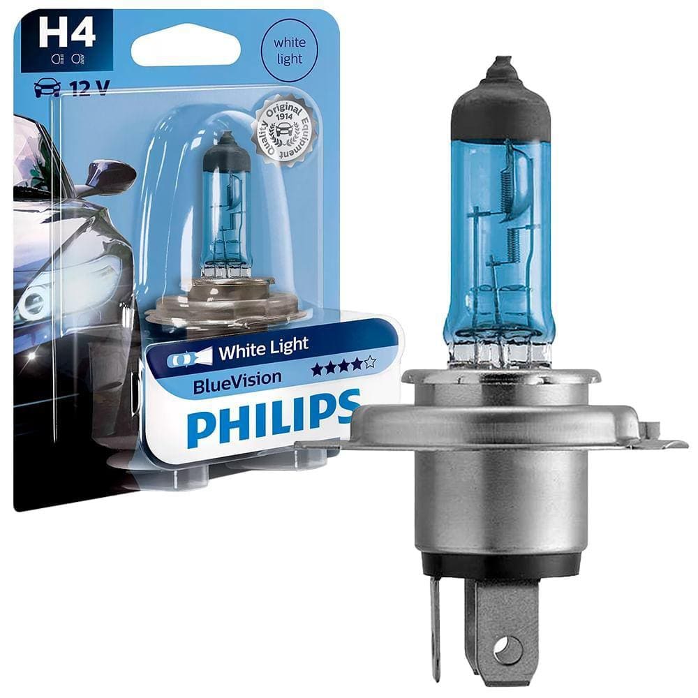 Lâmpada Farol Bluevision Branca H4 12v 60/55w 3700k Philips