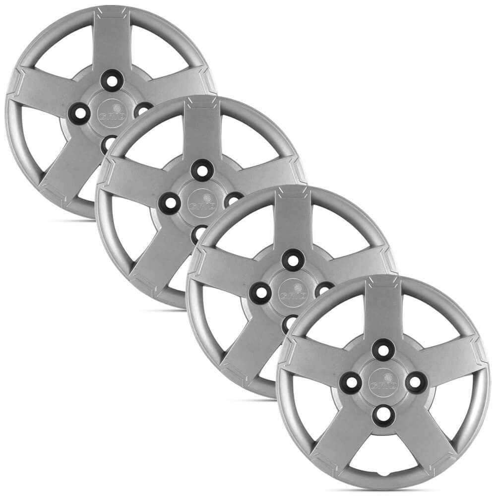 Jogo 4 Calota Modelo Original Ford Ka Prata Aro 13 Grid