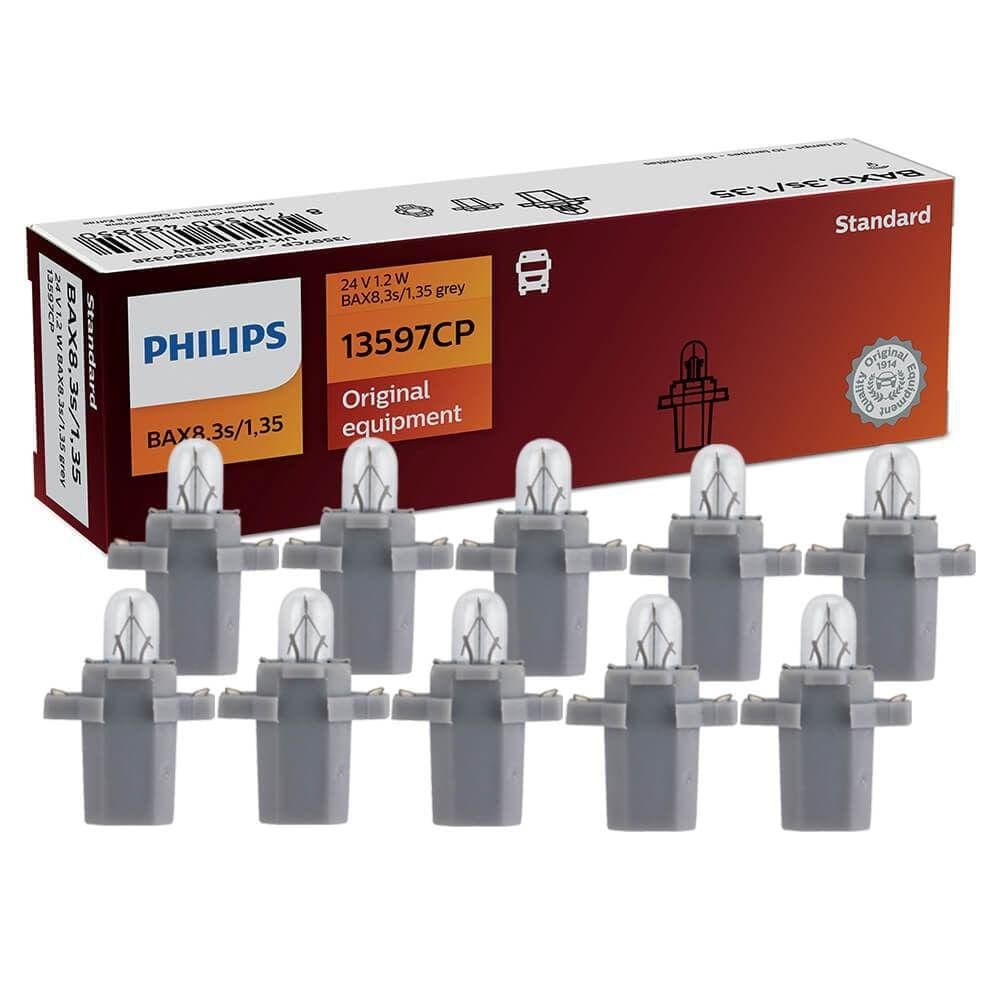 Kit 10 Lâmpada Philips 1,2w 24v Bax8,3s/1,35 Grey Painel