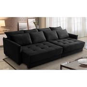 Sofá Sem Caixa Retrátil Reclinável 2,30m Carol Veludo Preto Adonai Estofados