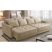 Sofá Sem Caixa Retrátil Reclinável 2,10m Carol Veludo Bege Adonai Estofados