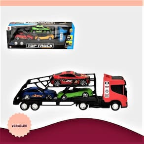 Caminhão Top Truck Cegonheira Grande Com 3 Carrinhos 54 Cm