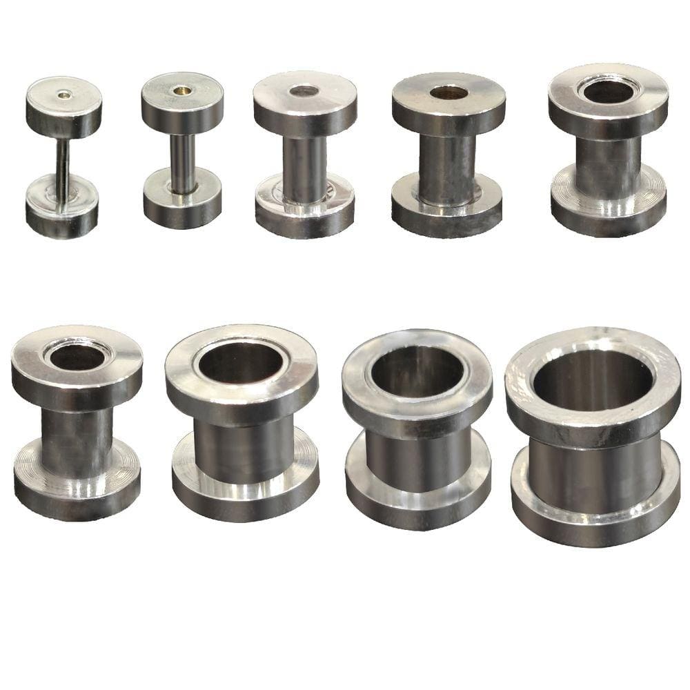 Brincos Alargador Tamanho 1mm A 12mm Túnel Aço 1 Par