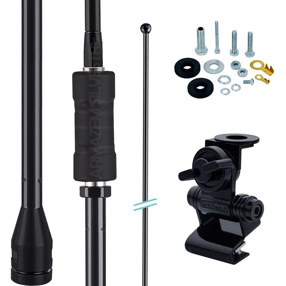 Antena Px Bobinada Mini Argentina Black 1,08m Porta Malas Capu Parafusos