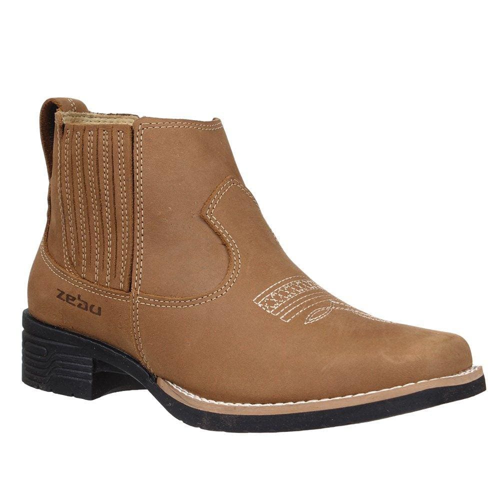 Botina Feminina Bico Quadrado Caramelo Zebu 33560