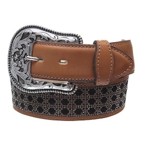 Cinto de Couro Feminino Caramelo com Strass Cow Way 32925