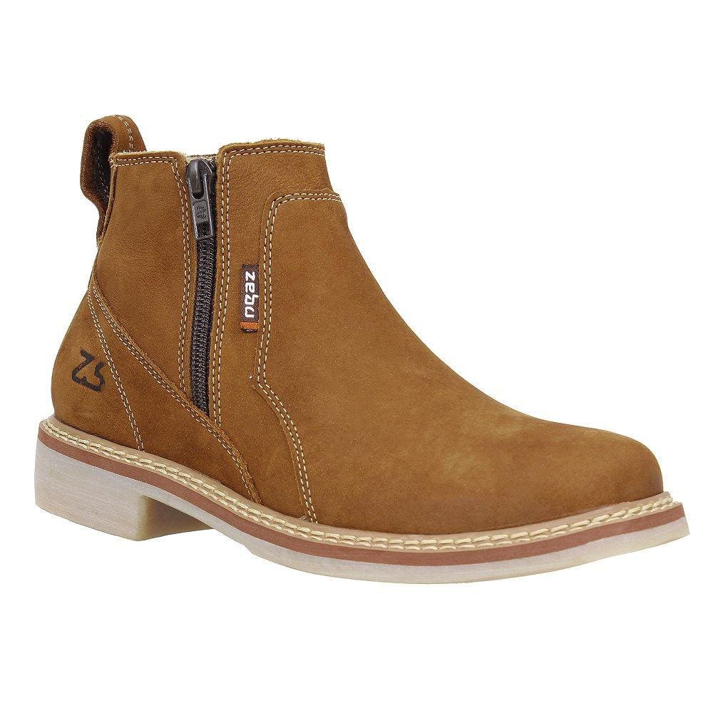 Botina Couro Marrom com Zíper Masculina Zebu 28317