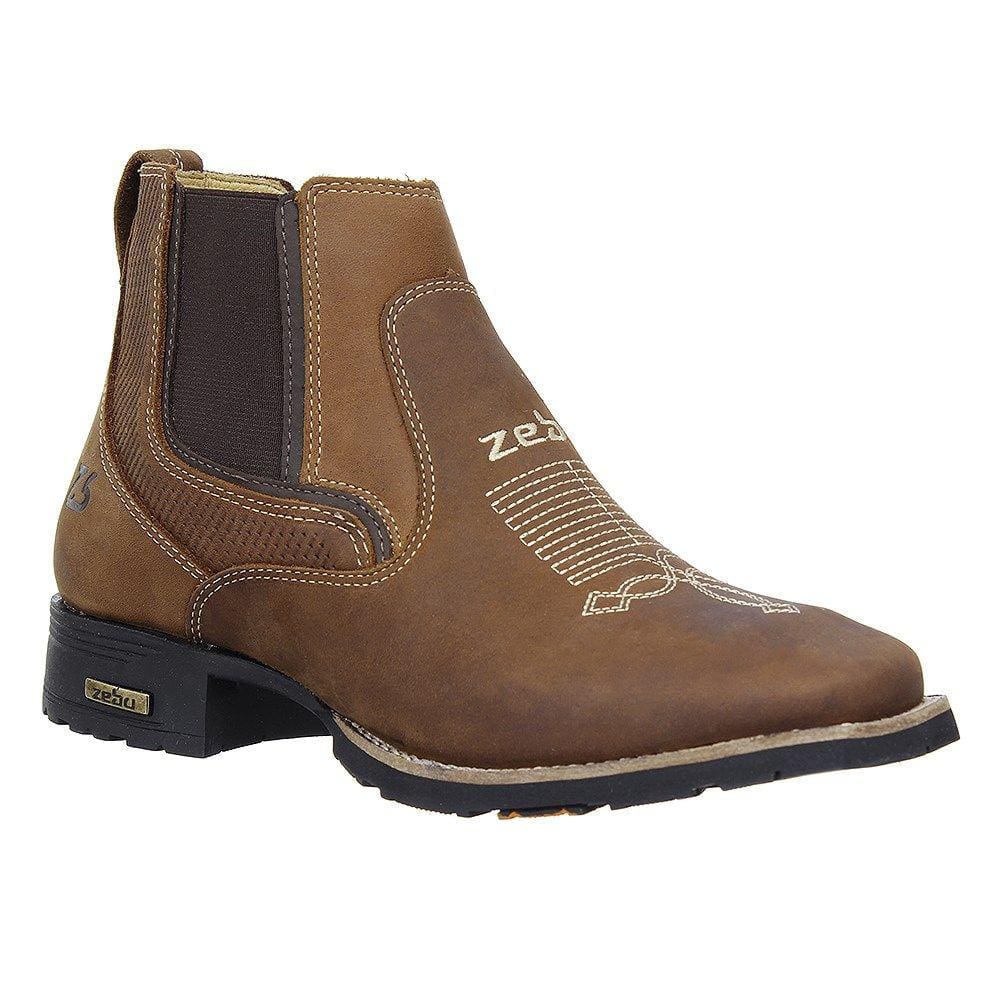 Botina Masculina Marrom Zebu Bico Quadrado 28327