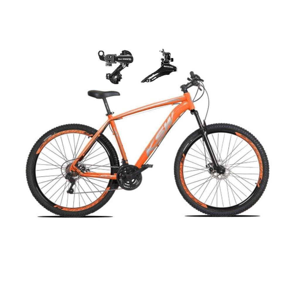 Bicicleta Aro 29 Ksw Xlt Alumínio 24v Câmbios Shimano Garfo Suspensão - Laranja