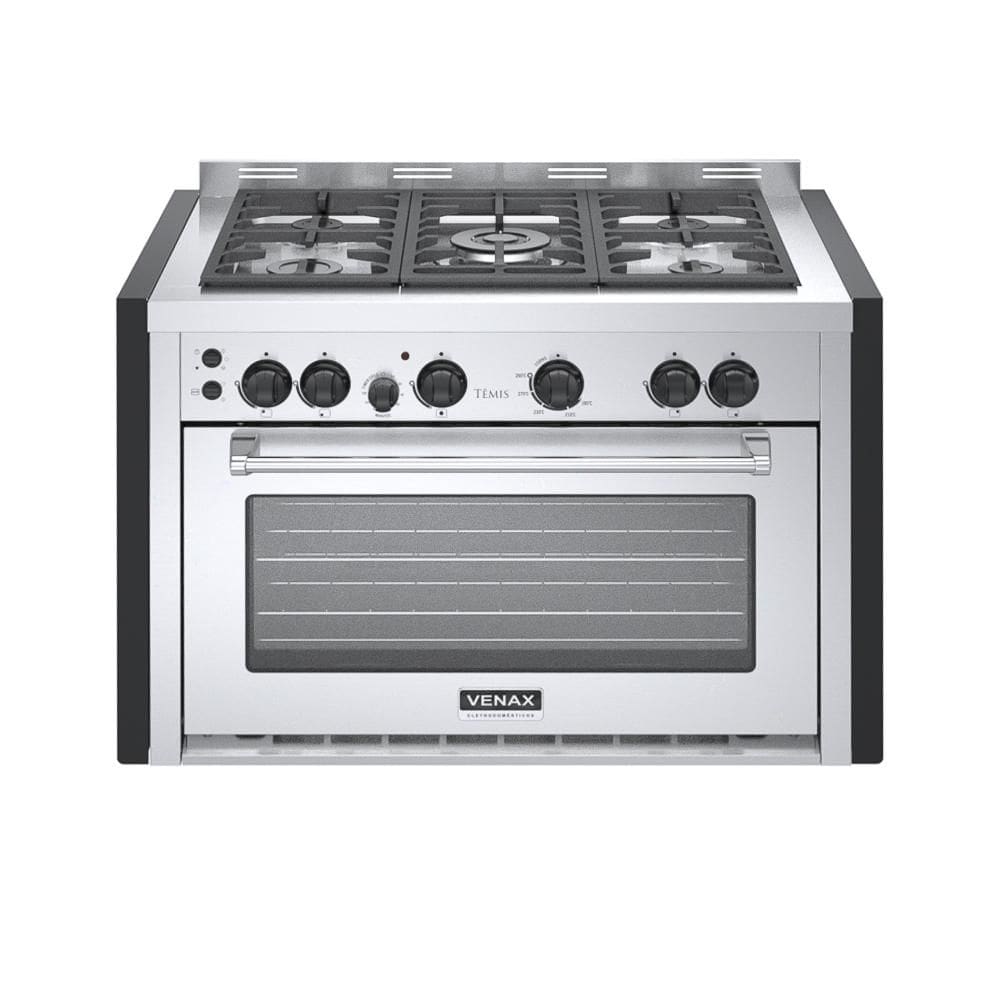 imagem-Fogao a Gas de Embutir 5 Bocas Venax Temis Inox - 220V