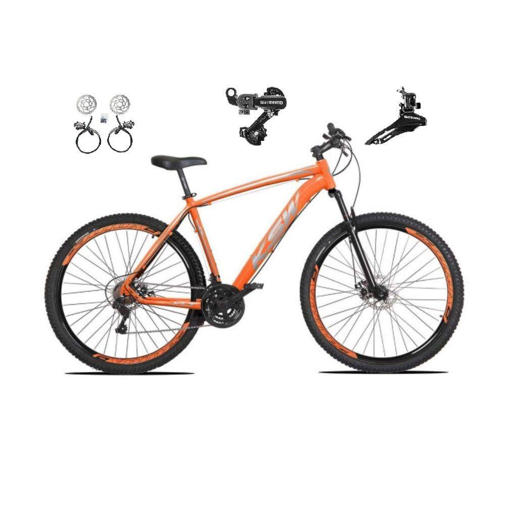 Bicicleta aro 29 Ksw Xlt 24v Câmbios Shimano Freios Hidráulicos Garfo com Suspensão - Laranja