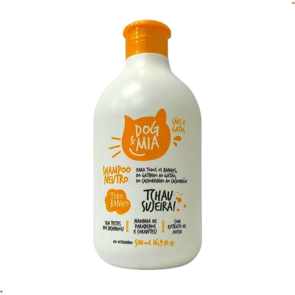 Shampoo Neutro Cães e Gatos Todo Banho Dog & Mia 500ml