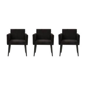 Kit 3 Poltronas Luca Para Sala De Estar Suede - Preto - Cor: Preto