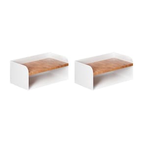 Kit 2 Mesas De Cabeceira Suspensas Branca Em Aço Linha Home Padrão Morphi Design 45Cm - Cor: Branco