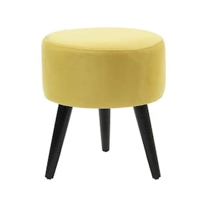 Puff Banco Luca Em Tecido Suede - Amarelo - Cor: Amarelo