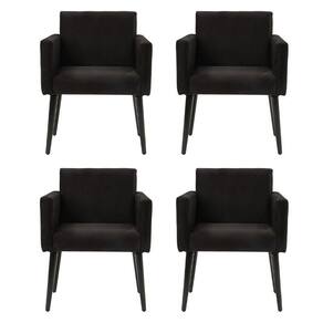 Kit 4 Poltronas Luca Tecido Suede Para Recepção - Preto - Cor: Preto