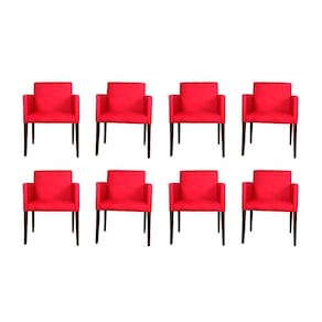 Kit 8 Poltronas Nina Escritório Sala De Recepção Tecido Suede - Vermelho - Cor: Vermelho
