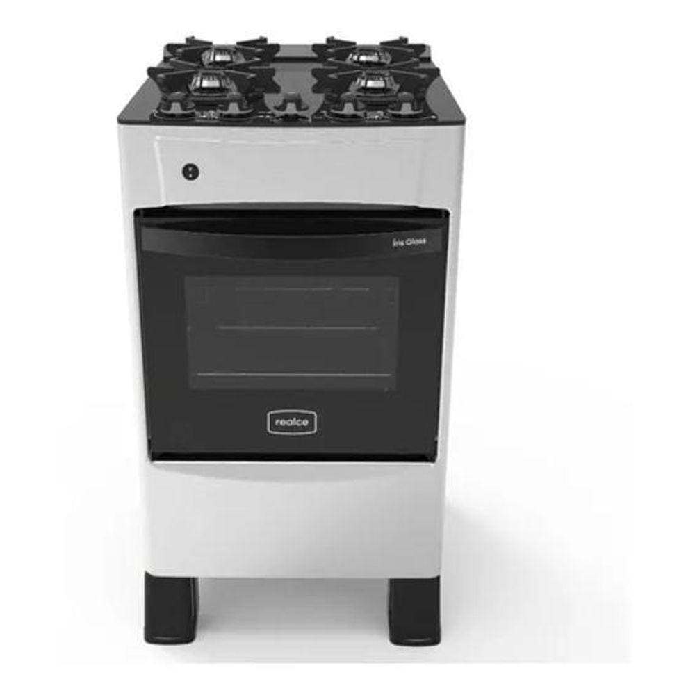 Fogão 4 Bocas Realce Eletromésticos Íris Glass Inox Mesa em Vidro - Bivolt